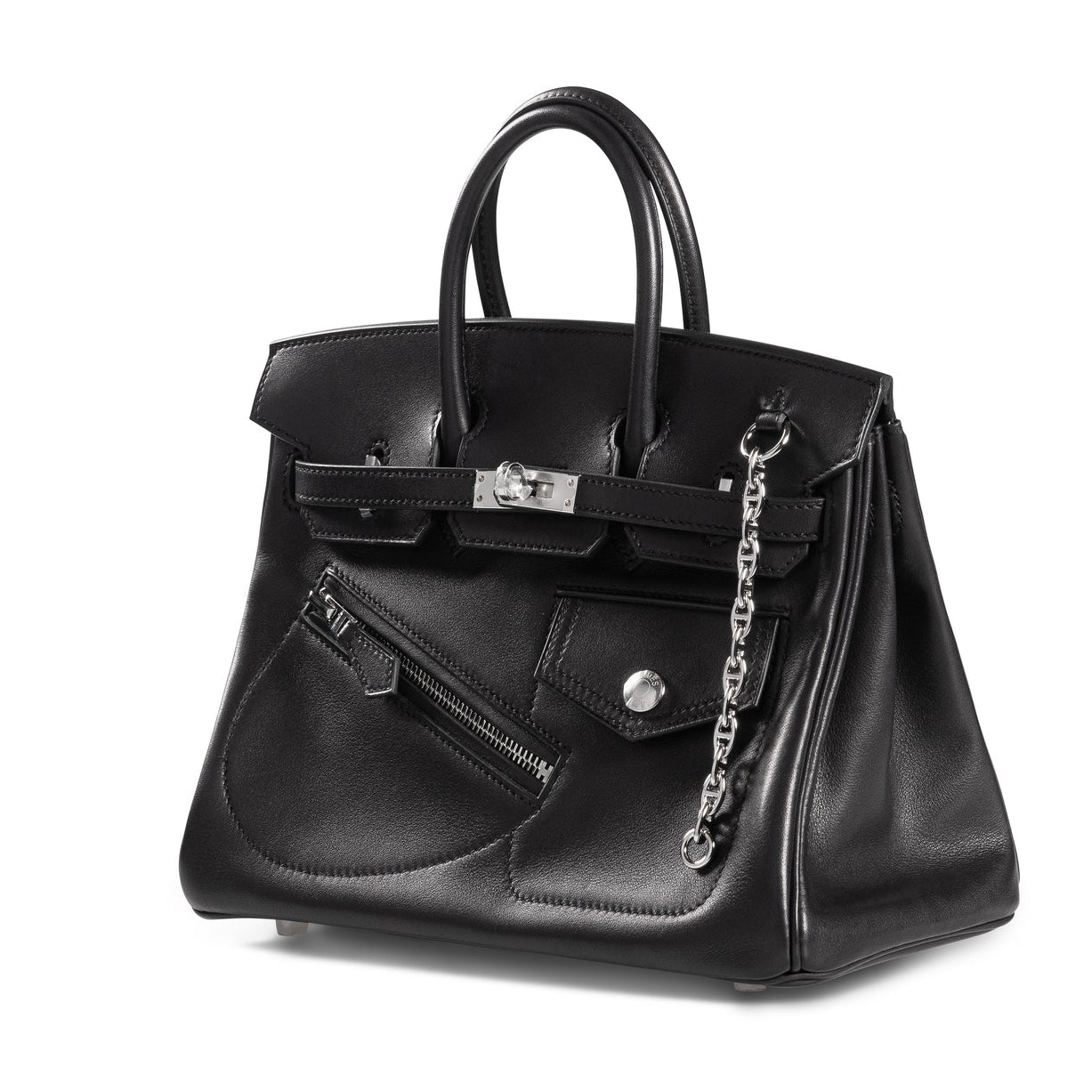 HERMES BIRKIN ROCK 25 LIMITED EDITION BLACK VOLUPTO SILVER HARDWARE