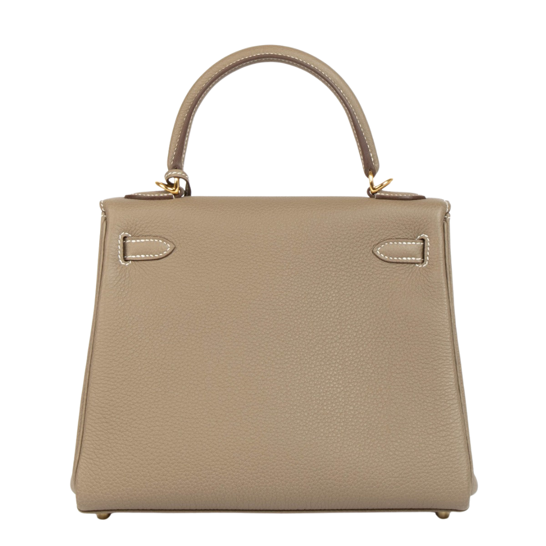 HERMES KELLY 25 RETOURNE ETOUPE TOGO GOLD HARDWARE