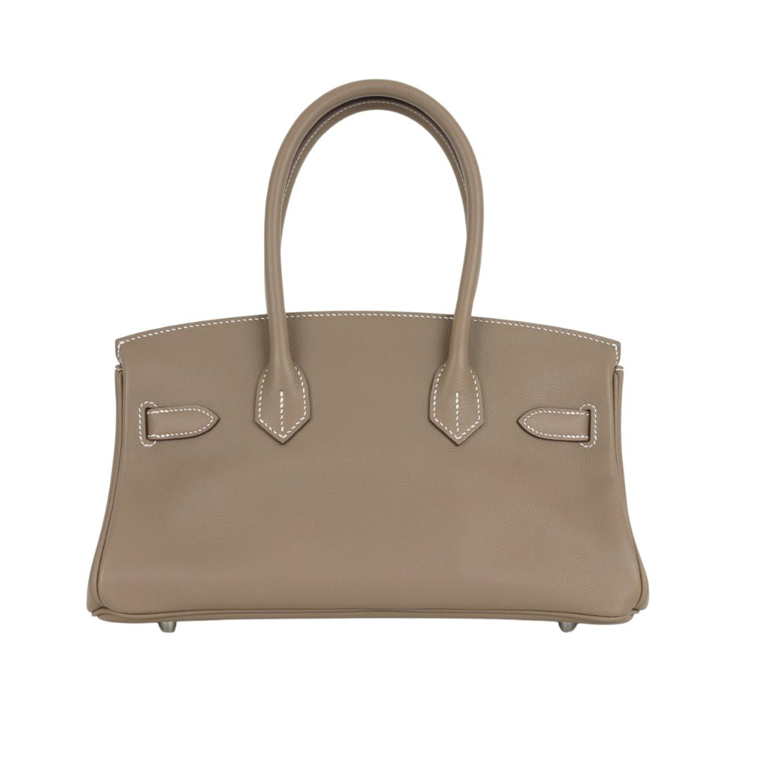 HERMES SHOULDER BIRKIN LIGHT 29 ETOUPE EVERCOLOR GOLD HARDWARE