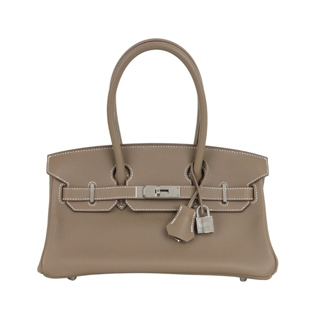 HERMES SHOULDER BIRKIN LIGHT 29 ETOUPE EVERCOLOR GOLD HARDWARE