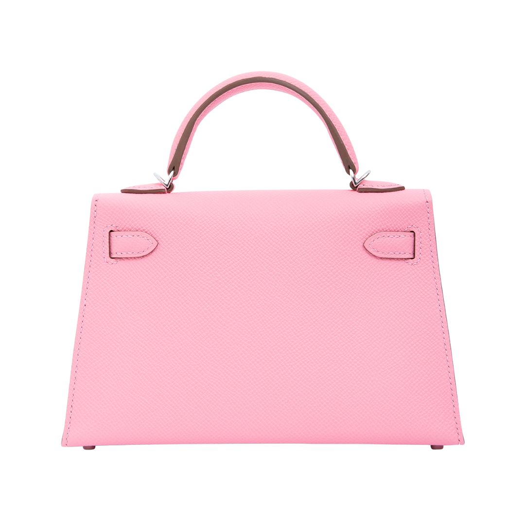 エルメス ミニケリー 20 外縫い Rose Confetti エプソン シルバー金具 HERMES MINI KELLY 20 SELLIER ROSE CONFETTI SILVER HARDWARE
