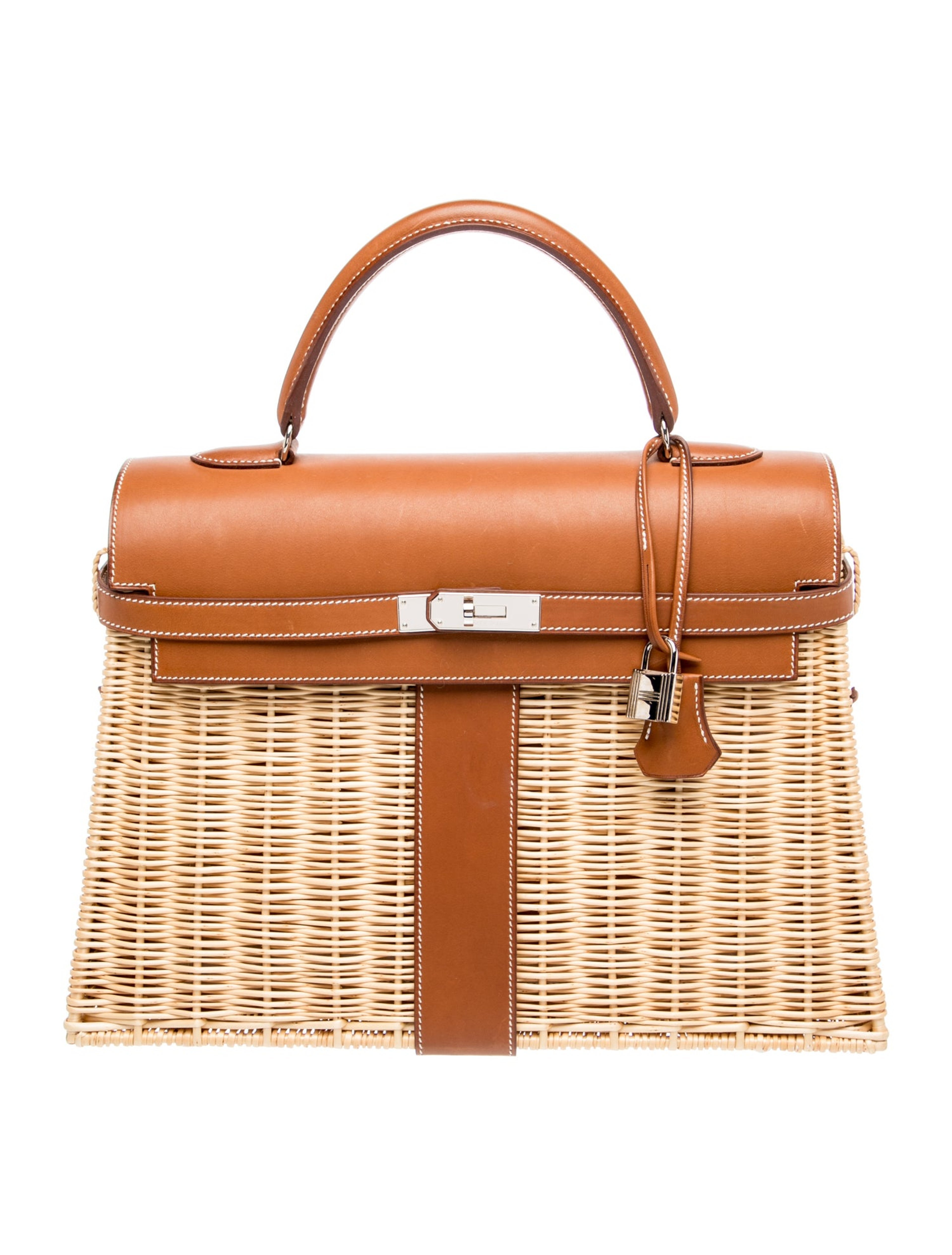 Hermes Kelly 35 Fauve Naturel Osier Wicker and Barenia Silver Hardware