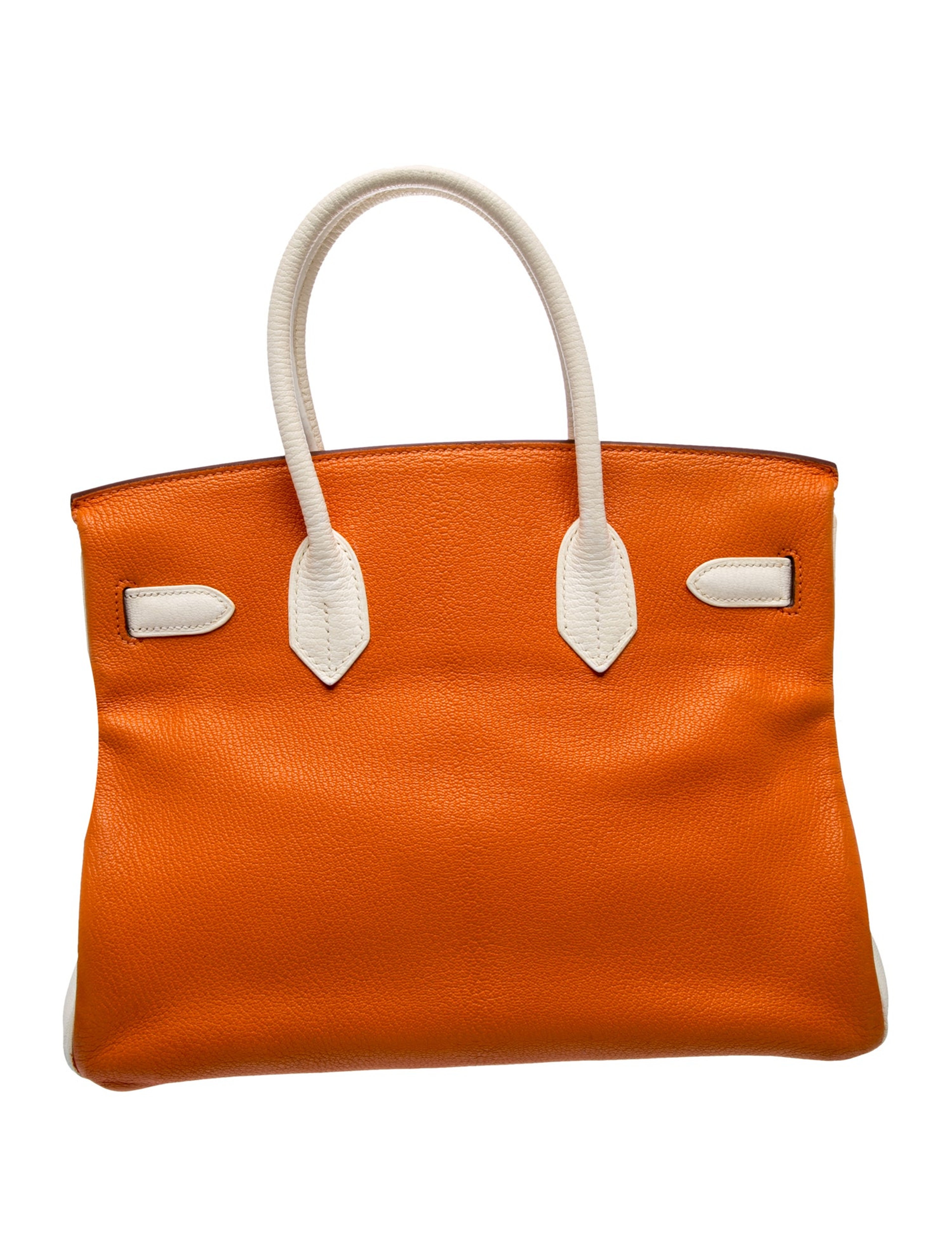 エルメス バーキン 30 スペシャルオーダー バイカラー Blanc Orange d'H シェーブルミゾール シルバー金具 パーソナルオーダー ホースシュー HERMES BIRKIN 30 BLANC ORANGE D'H CHEVRE MYSORE SILVER HARDWARE HSS