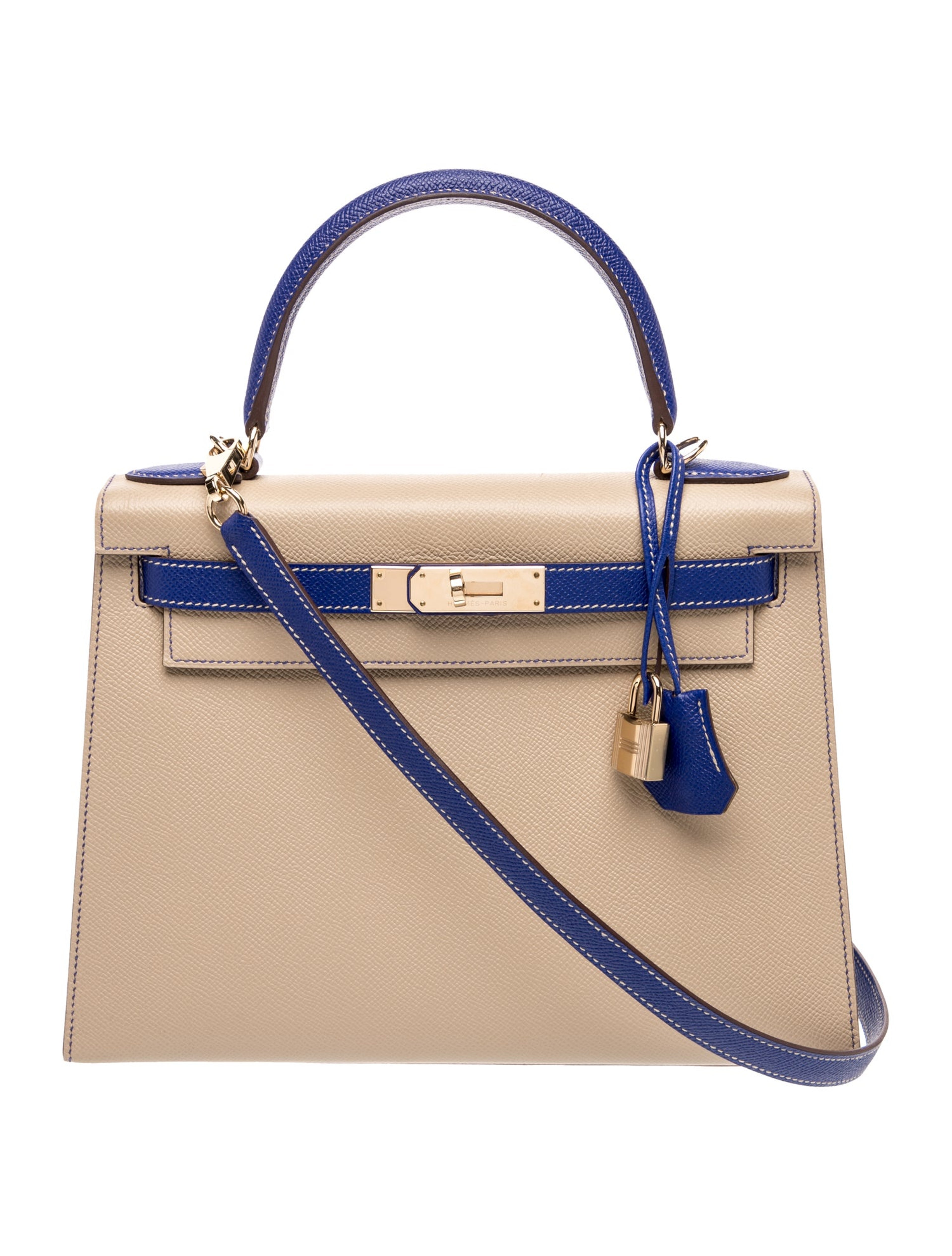 Hermes Kelly 28 Trench Bleu Electrique Epsom Brushed Gold Hardware