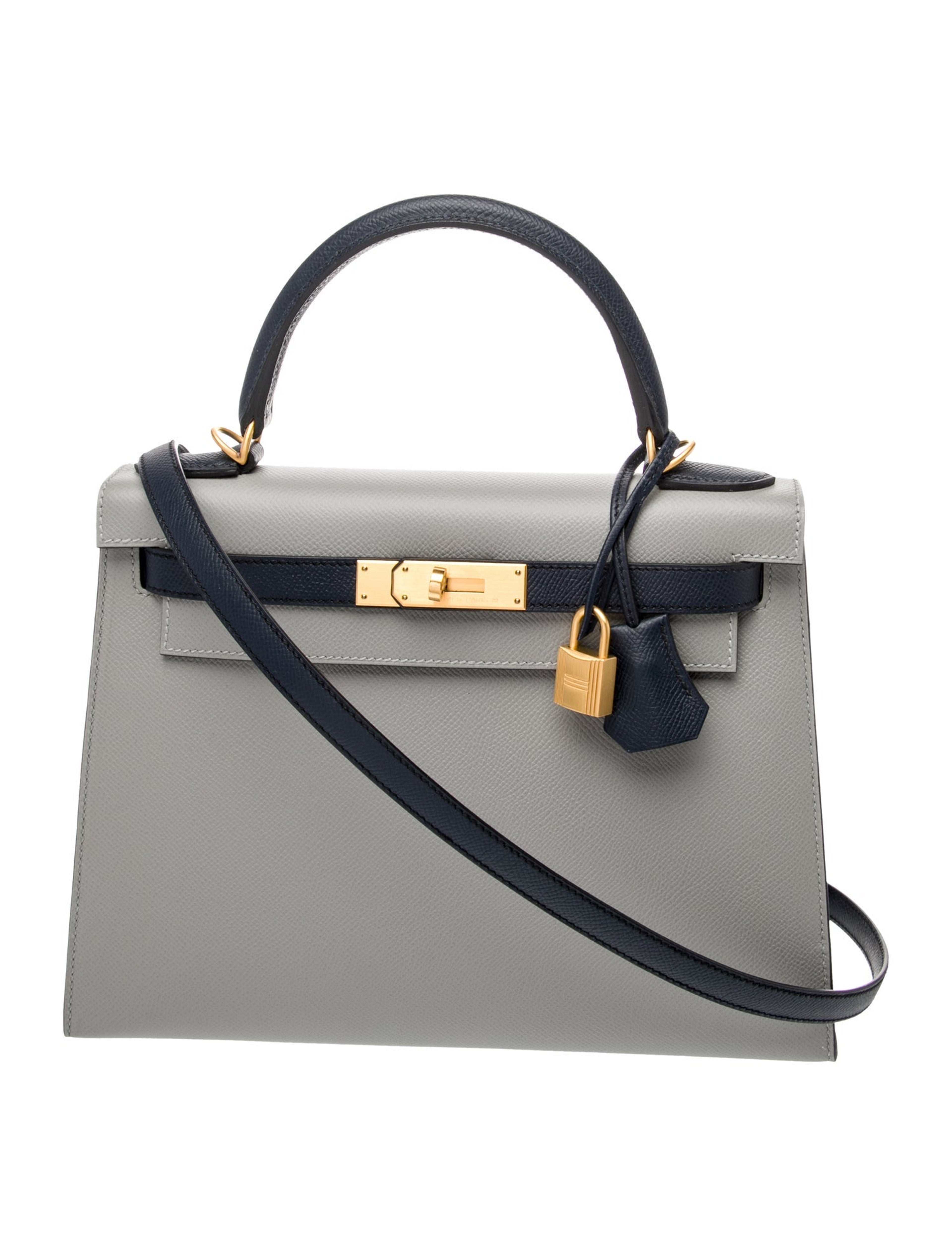 エルメス ケリー 28 スペシャルオーダー バイカラー Gris Mouette Bleu Indigo エプソン マットゴールド金具 パーソナルオーダー ホースシュー HERMES KELLY 28 GRIS MOUETTE BLEU INDIGO EPSOM BRUSHED GOLD HARDWARE HSS