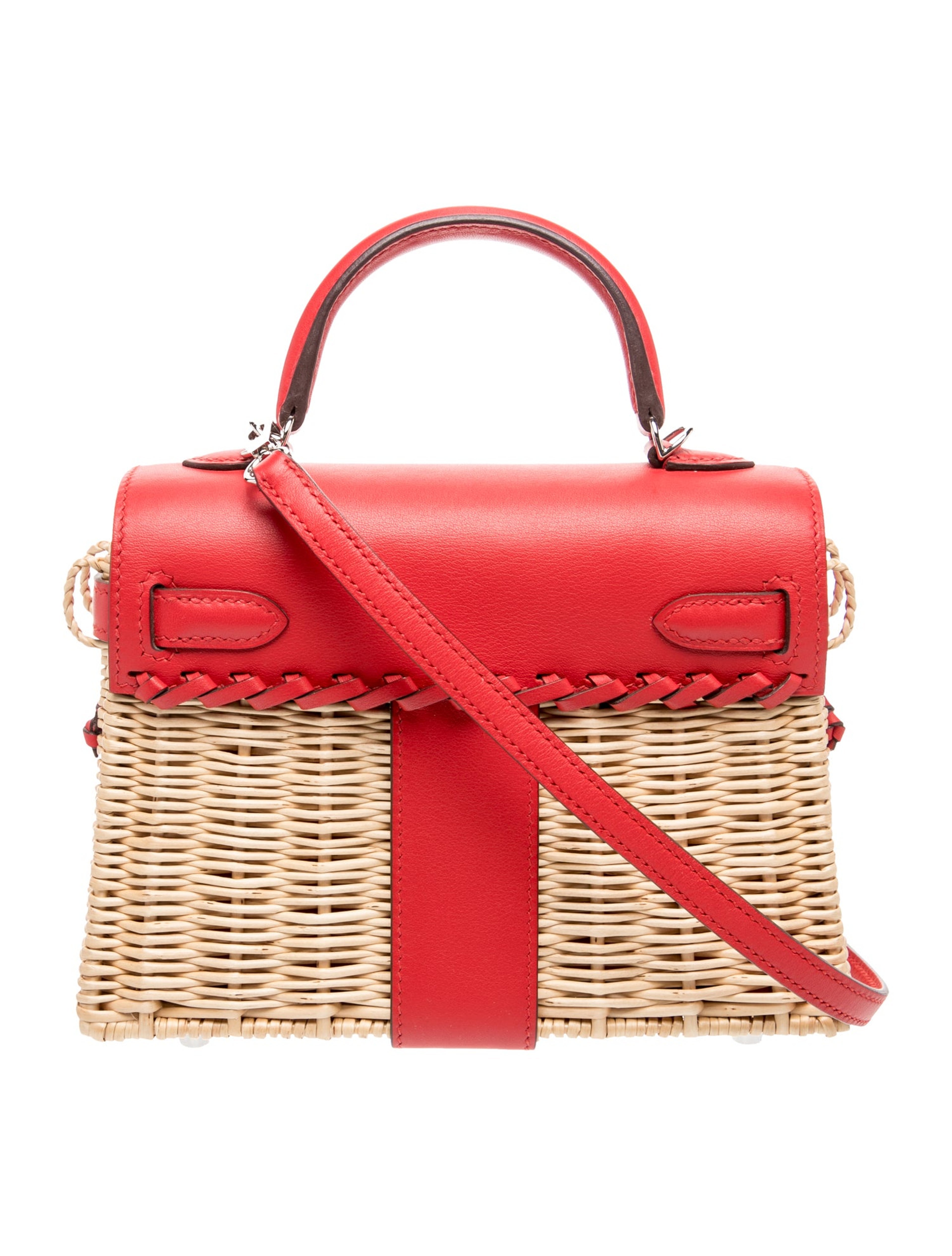 エルメス ミニケリー 20 ピクニック カゴバッグ Rouge de Coeur 柳 スイフト シルバー金具 HERMES MINI KELLY 20 PICNIC ROUGE DE COEUR WICKER SWIFT SILVER HARDWARE