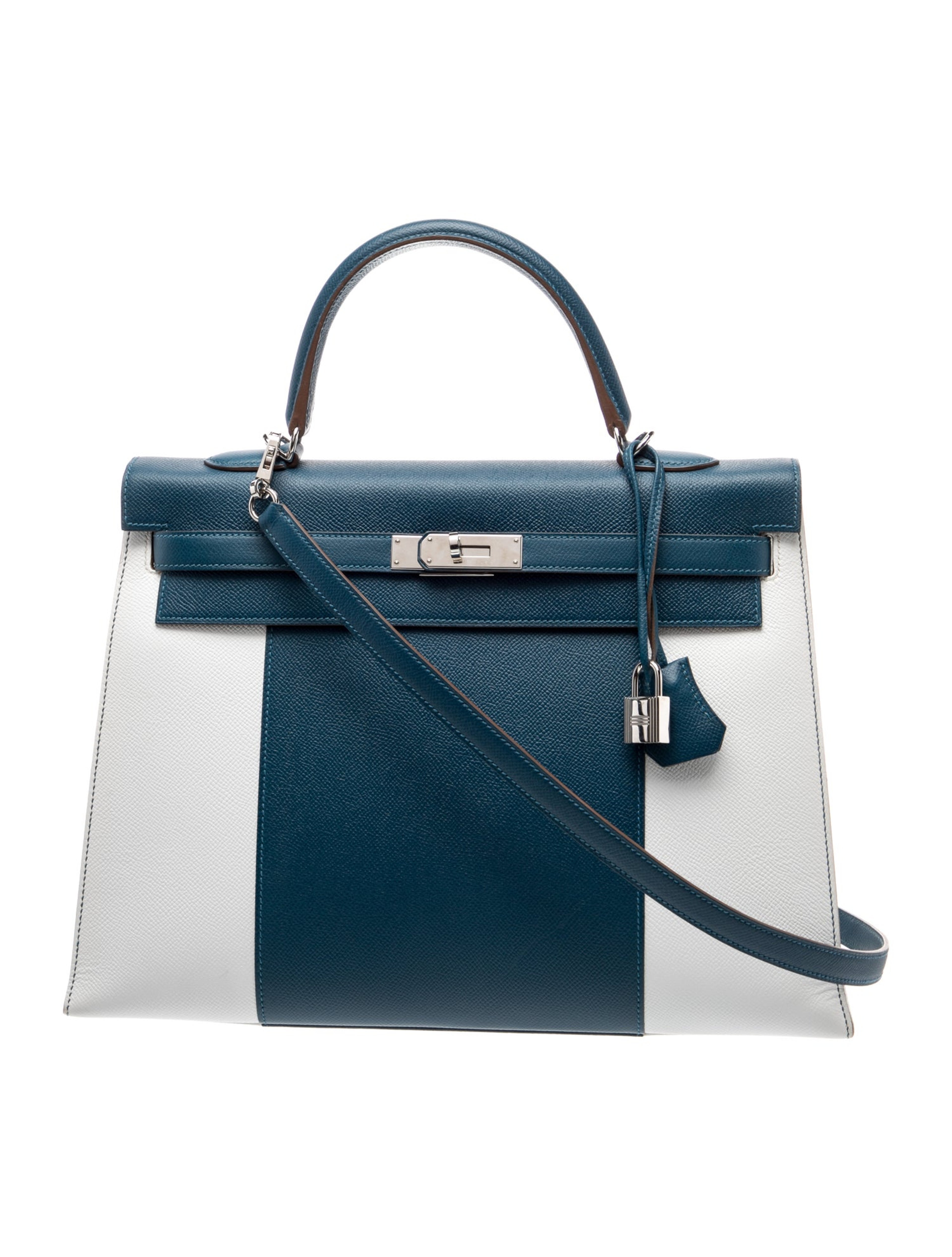 エルメス ケリー 35 フラッグ Blanc Bleu Thalassa エプソン シルバー金具 HERMES KELLY 35 FLAG BLANC BLEU THALASSA EPSOM SILVER HARDWARE