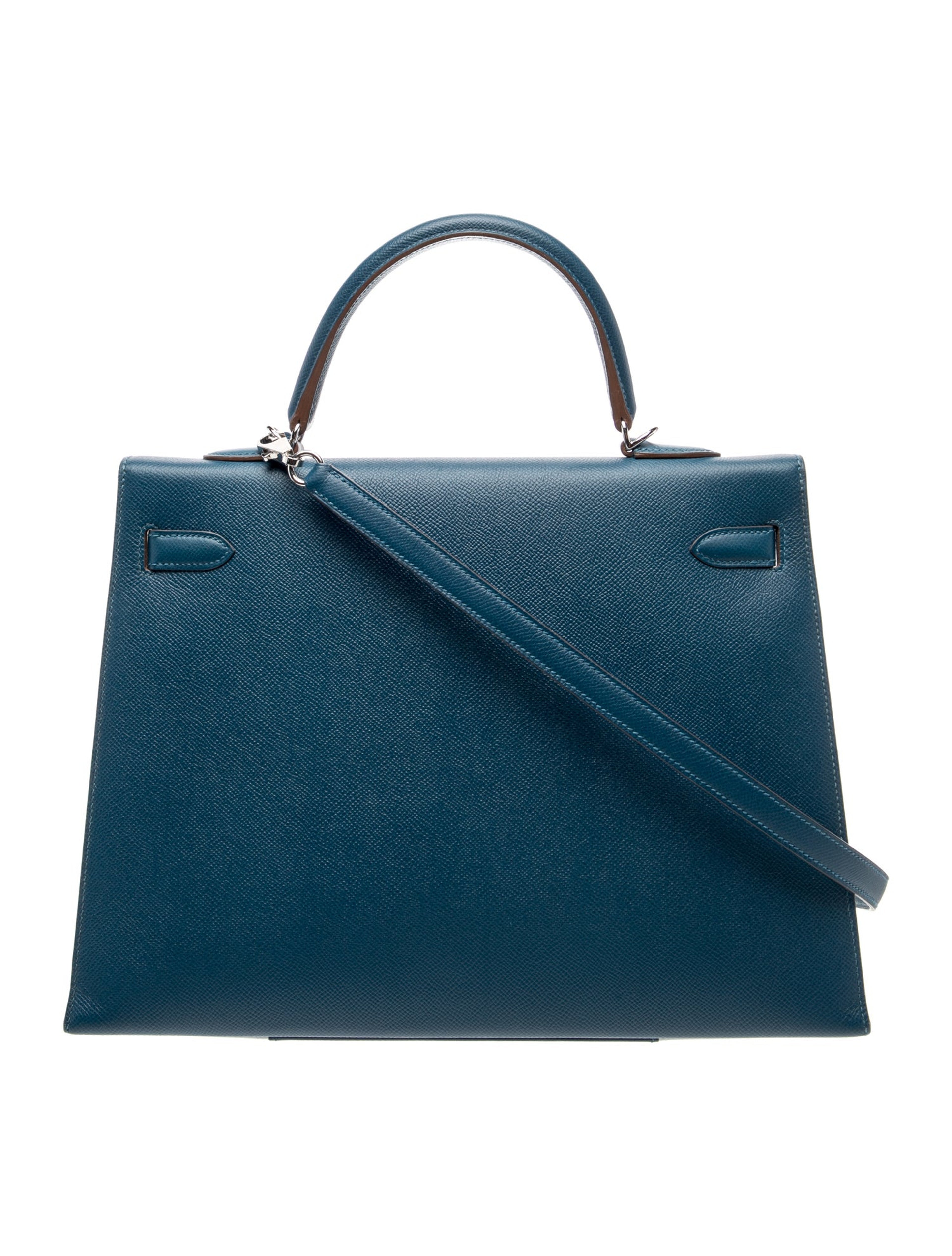 エルメス ケリー 35 フラッグ Blanc Bleu Thalassa エプソン シルバー金具 HERMES KELLY 35 FLAG BLANC BLEU THALASSA EPSOM SILVER HARDWARE
