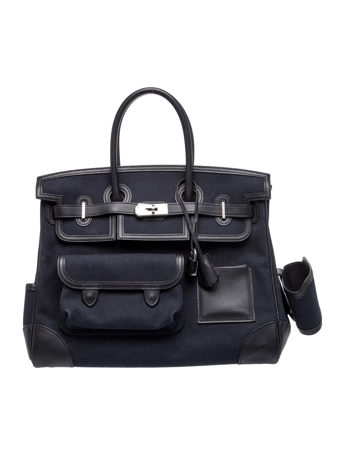 Hermès Birkin 35 Cargo Noir Bleu Marine Toile Goéland / Swift Silver Hardware