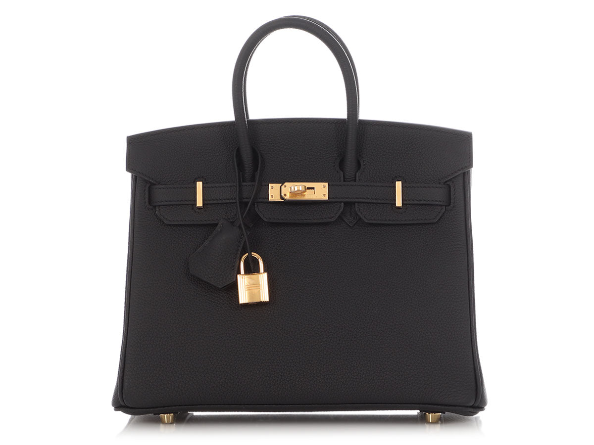 HERMES BIRKIN 25 BLACK TOGO GOLD HARDWARE