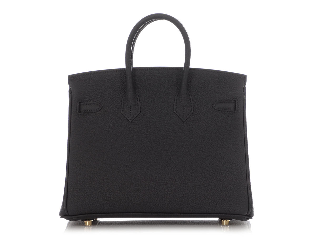 HERMES BIRKIN 25 BLACK TOGO GOLD HARDWARE