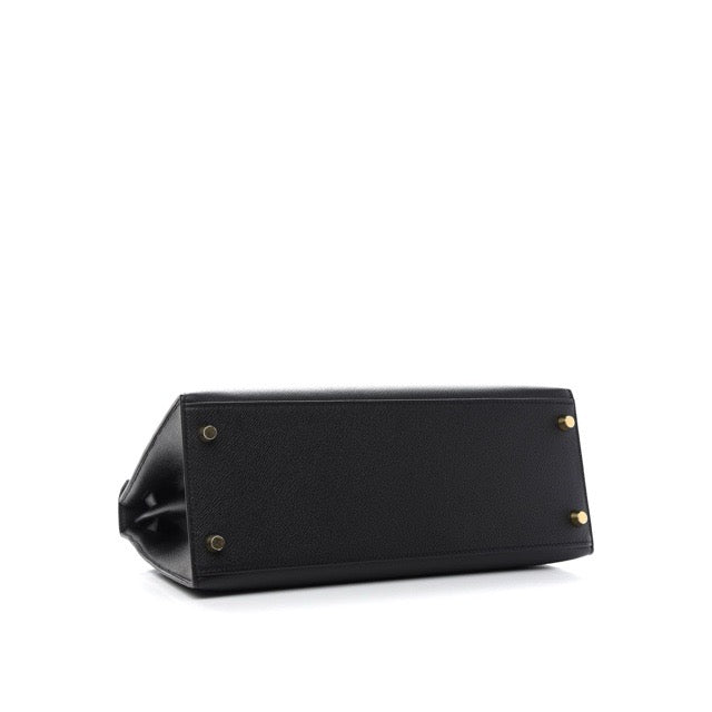 HERMES KELLY 28 SELLIER BLACK EPSOM GOLD HARDWARE
