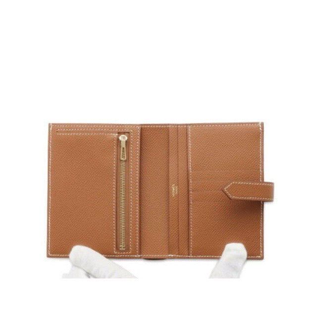 HERMES BEARN COMPACT WALLET GOLD EPSOM GOLD HARDWARE