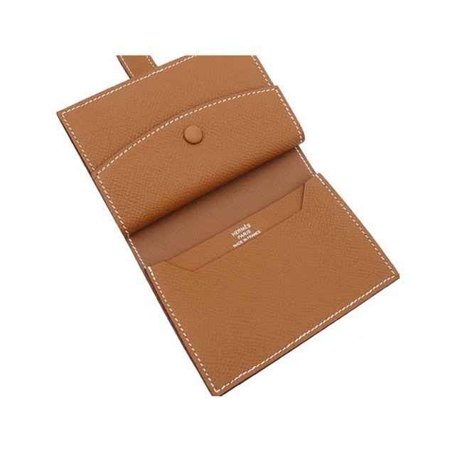 HERMES BEARN MINI WALLET GOLD EPSOM SILVER HARDWARE
