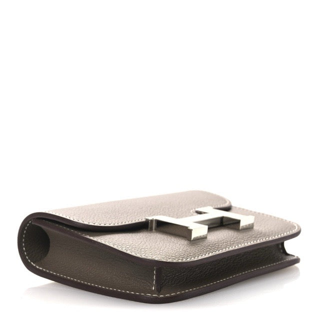 HERMES CONSTANCE SLIM WALLET ETOUPE EVERCOLOR SILVER HARDWARE