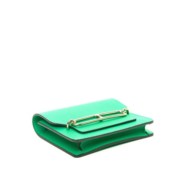 HERMES ROULIS SLIM WALLET MENTHE EVERCOLOR PERMABRASS GOLD HARDWARE