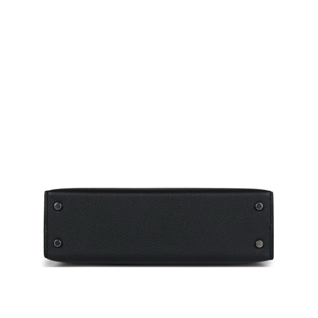 HERMES MINI KELLY 2 SELLIER 20 BLACK EPSOM SILVER HARDWARE