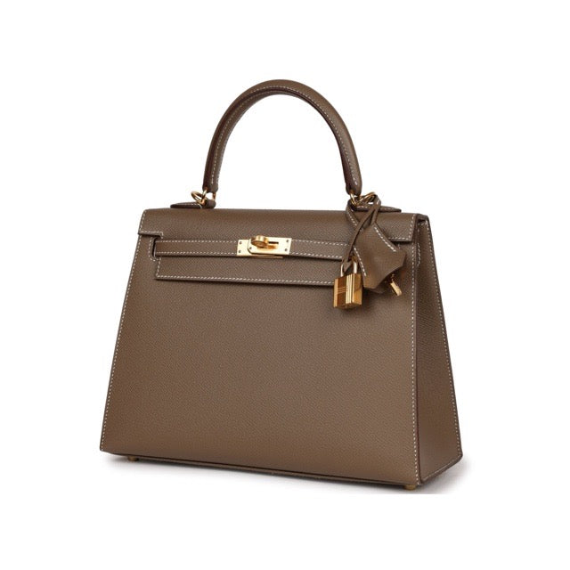 HERMES KELLY 25 SELLIER ETOUPE EPSOM GOLD HARDWARE