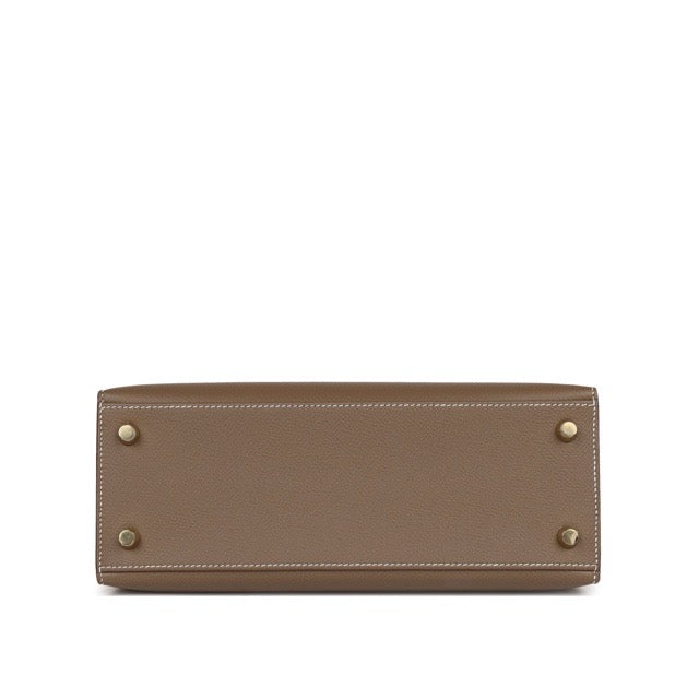 HERMES KELLY 25 SELLIER ETOUPE EPSOM GOLD HARDWARE