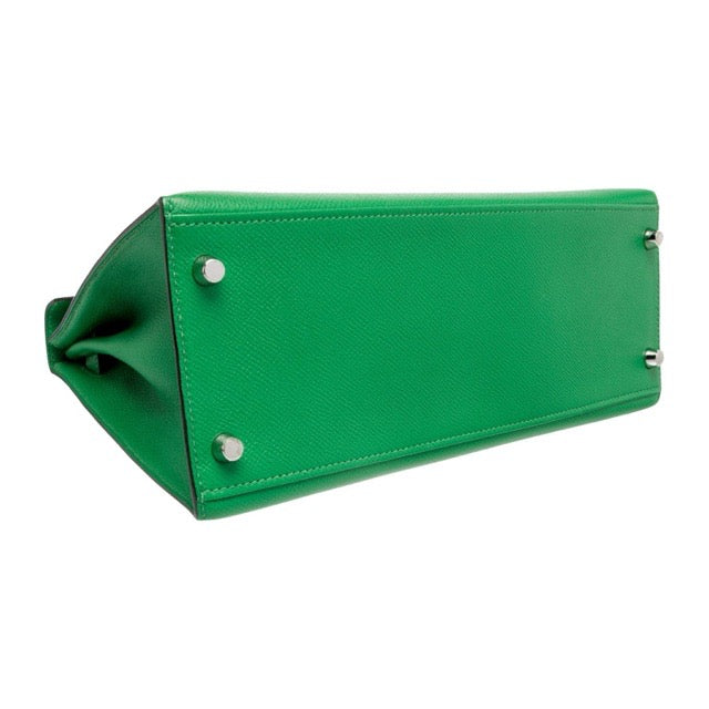 HERMES KELLY 28 SELLIER BAMBOO EPSOM SILVER HARDWARE