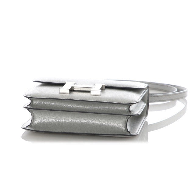 エルメス ミニコンスタンス 18 リミテッドエディション ミラー アルジャン メタリックシルバー シェーブル シャムキラ シルバー金具 HERMES MINI CONSTANCE 18 MIRROR ARGENT METALLIC SILVER CHEVRE CHAMKILA SILVER HARDWARE