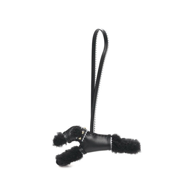 HERMES BUDY BAG CHARM BLACK GRIS PANTIN ANION COTTON MOUTON SILVER HARDWARE