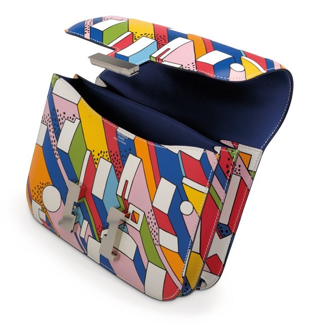 HERMES CONSTANCE 24 ON A SUMMER DAY LIMITED EDITION NIGEL PEAKE COLLABORATION MULTICOLOR SWIFT SILVER HARDWARE