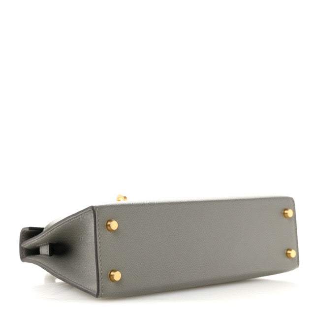 HERMES MINI KELLY 2 SELLIER 20 GRIS MEYER MADAME GOLD HARDWARE