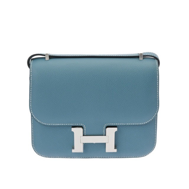 HERMES MINI CONSTANCE 18 MIRROR NEW BLEU JEAN EPSOM SILVER HARDWARE