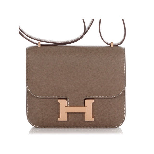 HERMES MINI CONSTANCE 18 MIRROR ETOUPE EPSOM ROSE GOLD PINK GOLD HARDWARE