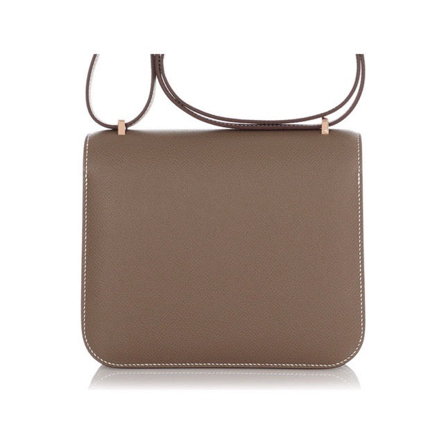 HERMES MINI CONSTANCE 18 MIRROR ETOUPE EPSOM ROSE GOLD PINK GOLD HARDWARE