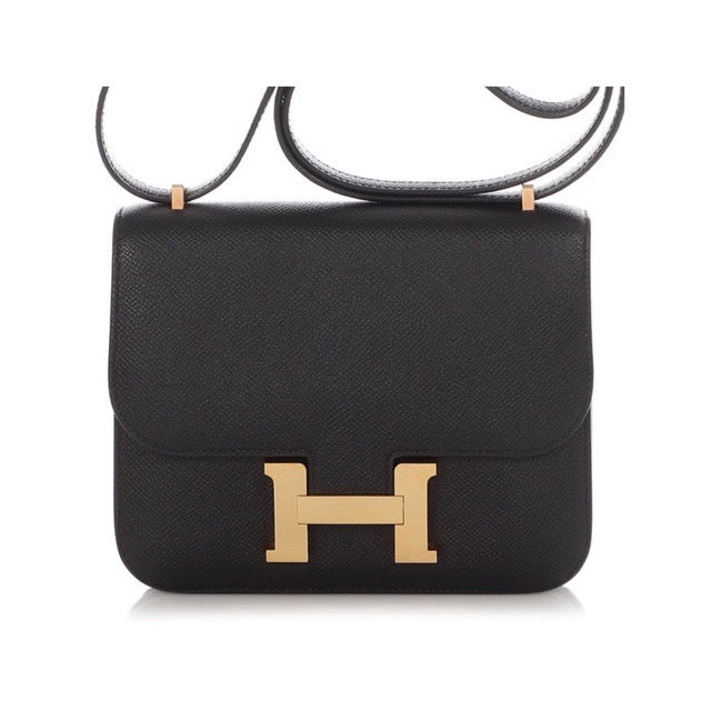 HERMES MINI CONSTANCE 18 MIRROR BLACK EPSOM GOLD HARDWARE