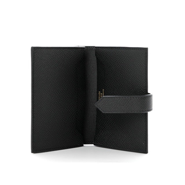 HERMES BEARN CARD HOLDER CARD CASE BLACK EPSOM GOLD HARDWARE