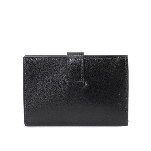 HERMES BEARN MONOCHROME CARD HOLDER CARD CASE BLACK BOX CALFSKIN BLACK HARDWARE