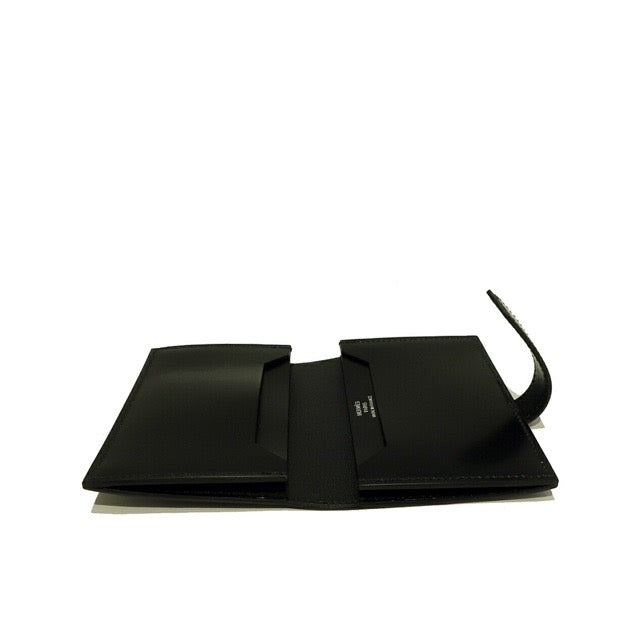 HERMES BEARN MONOCHROME CARD HOLDER CARD CASE BLACK BOX CALFSKIN BLACK HARDWARE