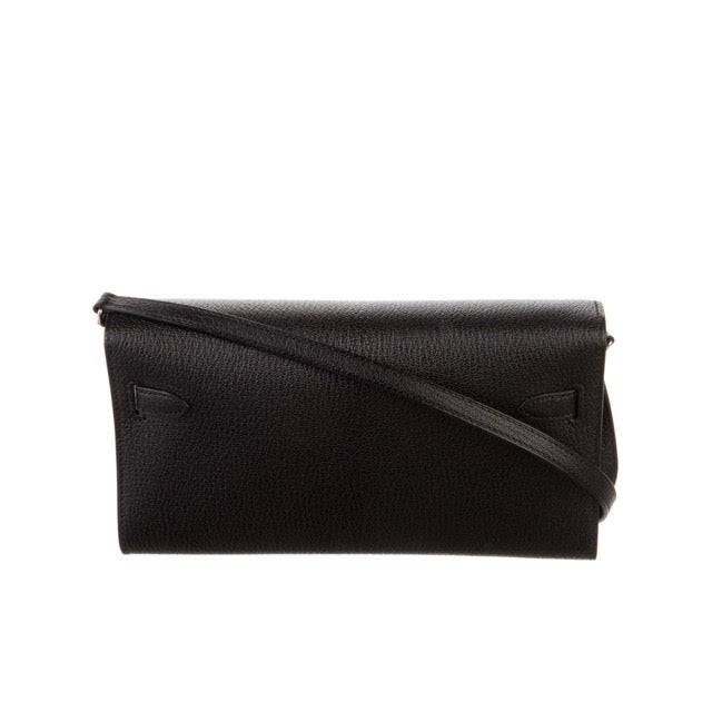 HERMES KELLY TO GO LONG WALLET CHEVRE MYSORE SILVER HARDWARE