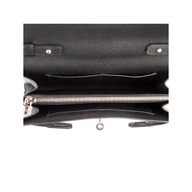 HERMES KELLY TO GO LONG WALLET CHEVRE MYSORE SILVER HARDWARE