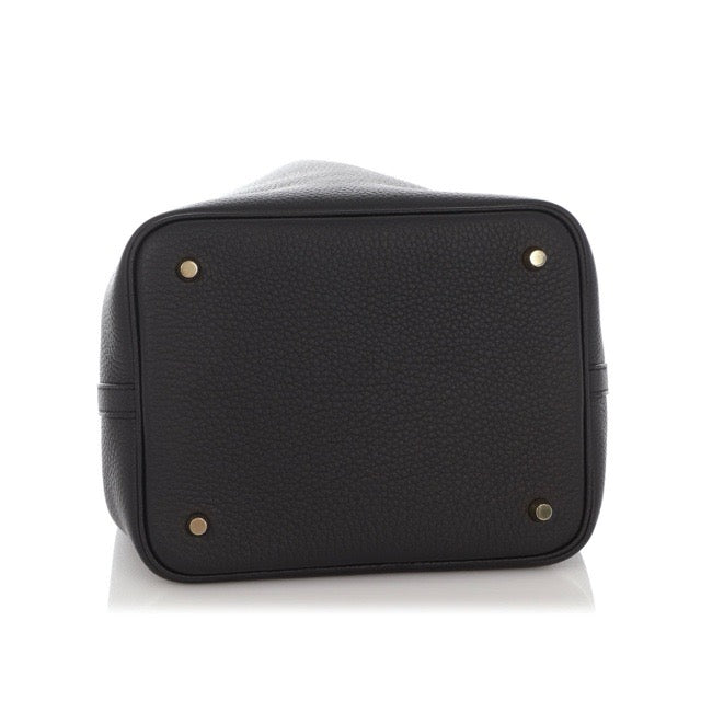 HERMES PICOTIN LOCK 22 MM BLACK TAURILLON CLEMENCE GOLD HARDWARE
