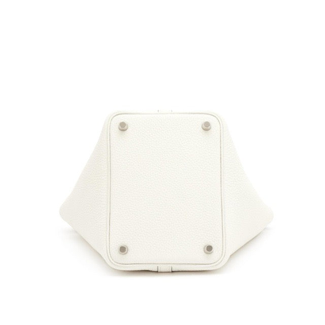 HERMES PICOTIN LOCK PM 18 NEW WHITE TAURILLON CLEMENCE SILVER HARDWARE