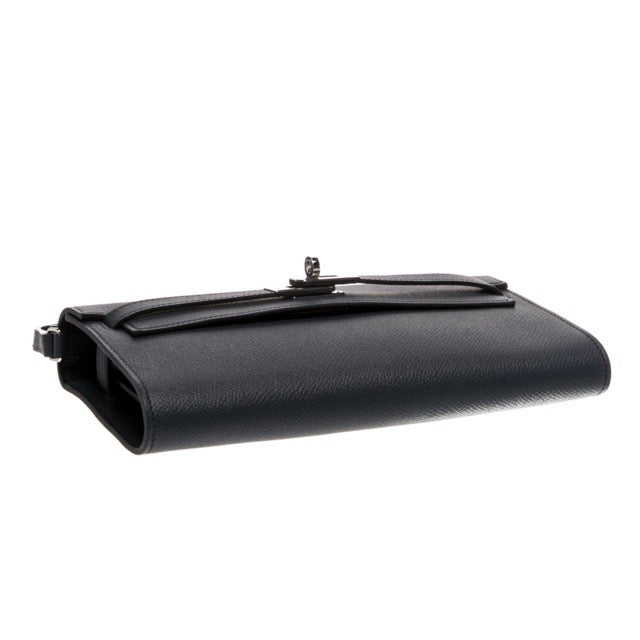 HERMES KELLY LONG WALLET TO GO VERSO BLEU INDIGO BLACK EPSOM SILVER HARDWARE