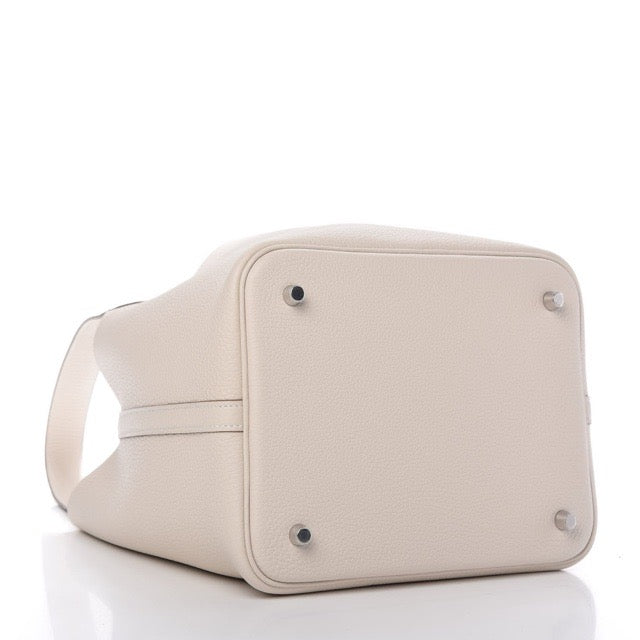 HERMES PICOTIN LOCK 22 MM CRAIE TAURILLON CLEMENCE SILVER HARDWARE