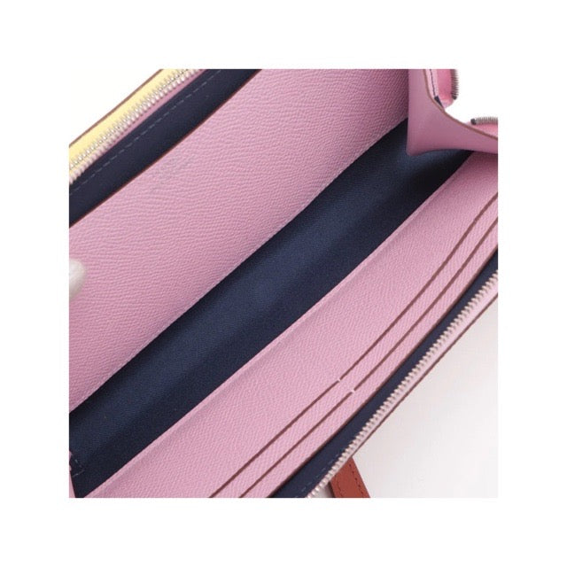 HERMES NOUVEAU TO GO WALLET MAUVE SYLVESTRE LIME CUIVRE CABAN EPSOM SWIFT SILVER HARDWARE