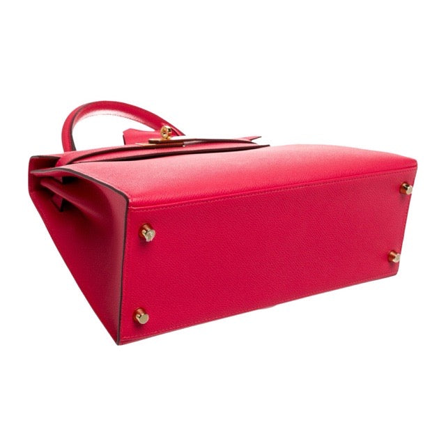 HERMES KELLY 28 SELLIER ROSE EXTREME EPSOM GOLD HARDWARE