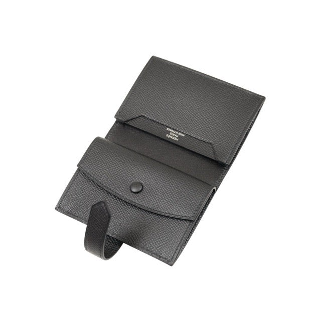 HERMES BEARN MINI WALLET MONOCHROME BLACK EPSOM BLACK HARDWARE