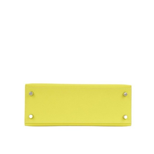 HERMES KELLY 25 SELLIER LIME EPSOM SILVER HARDWARE