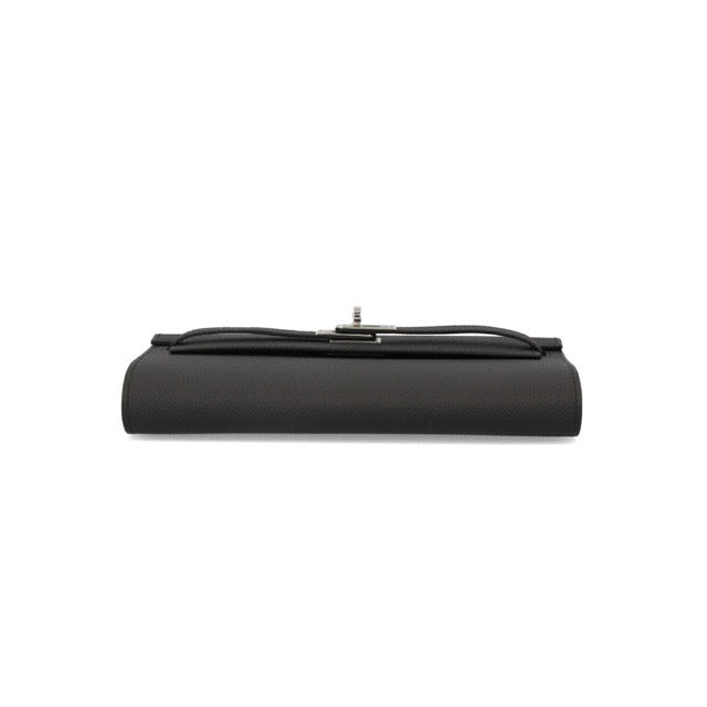 HERMES KELLY TO GO LONG WALLET BLACK EPSOM SILVER HARDWARE