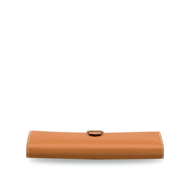 HERMES BEARN GUSSET LONG WALLET GOLD EPSOM SILVER HARDWARE