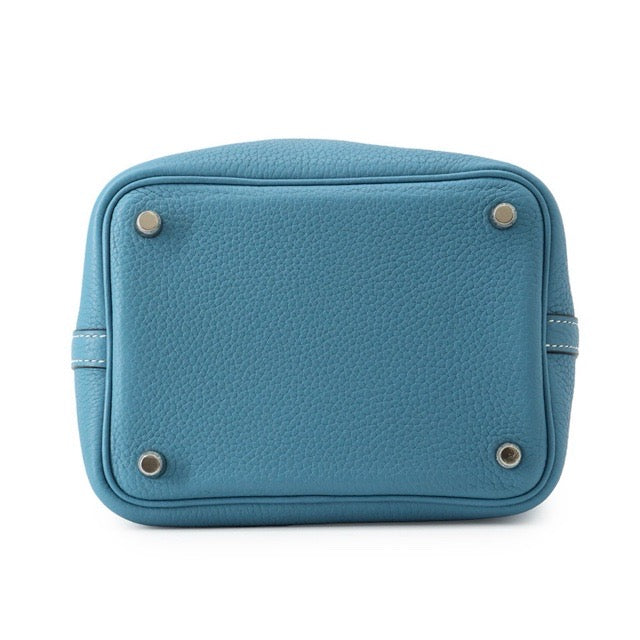 HERMES PICOTIN LOCK 18 PM NEW BLEU JEAN TAURILLON CLEMENCE SILVER HARDWARE