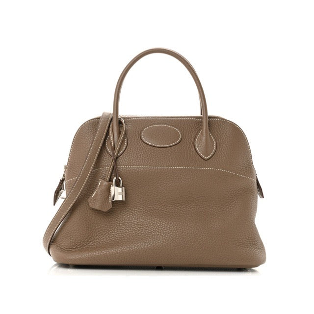 HERMES BOLIDE 31 ETOUPE TAURILLON CLEMENCE SILVER HARDWARE