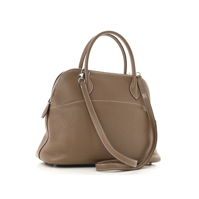 HERMES BOLIDE 31 ETOUPE TAURILLON CLEMENCE SILVER HARDWARE